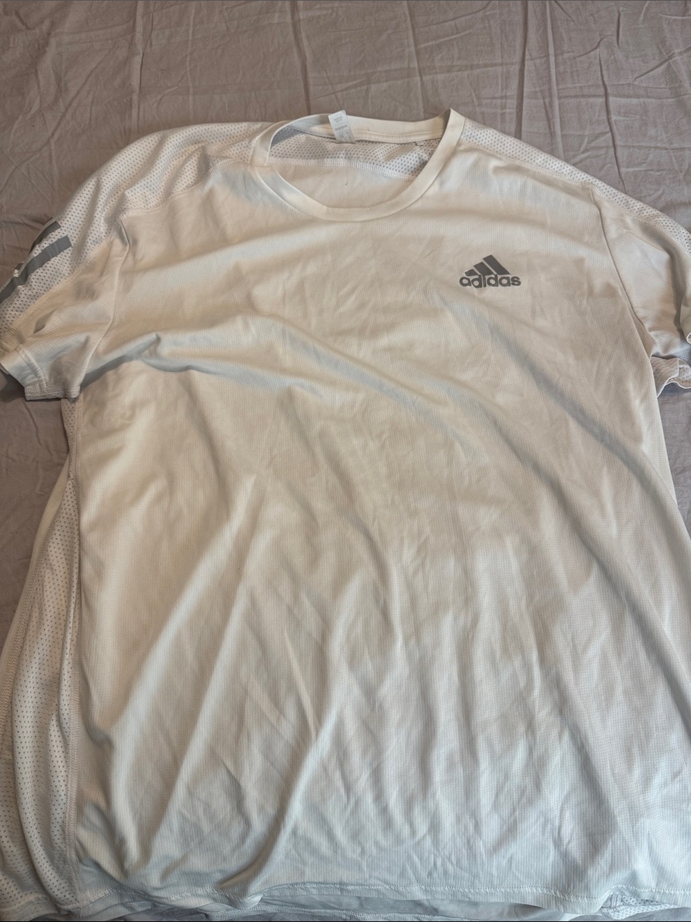 adidas White Men’s Running Tee with Gray Logo